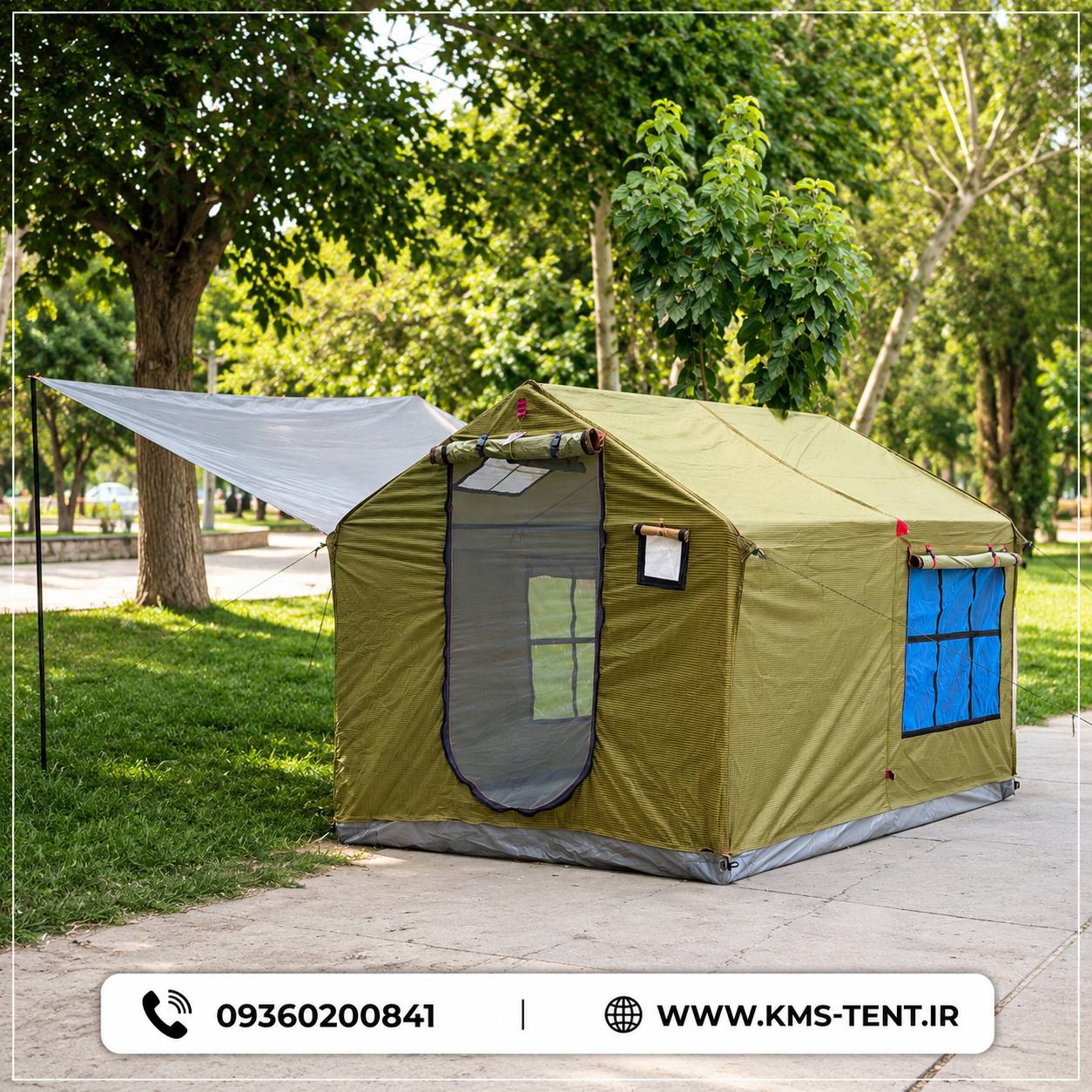 چادر مسافرتی اسکلتی ضدآب برنو بلیز سایبان دار سایز 2*3 برند KMS