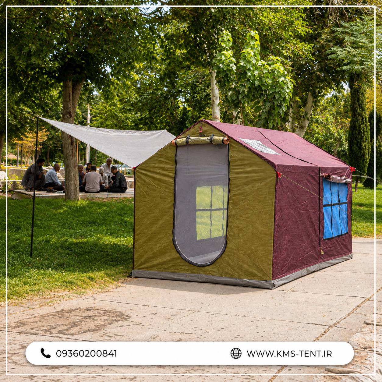 چادر مسافرتی اسکلتی ضدآب برنو بلیز سایبان دار سایز 2*3 برند KMS