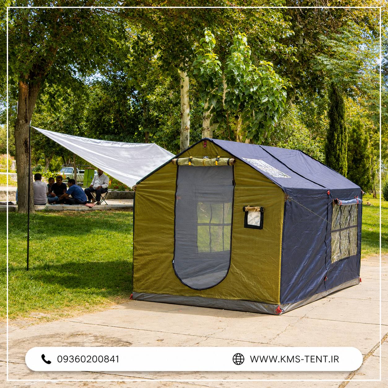 چادر مسافرتی اسکلتی ضدآب برنو بلیز سایبان دار سایز 2*3 برند KMS